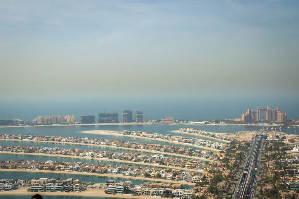 Palm Jumeirah from the air, the route the property option actually buys into