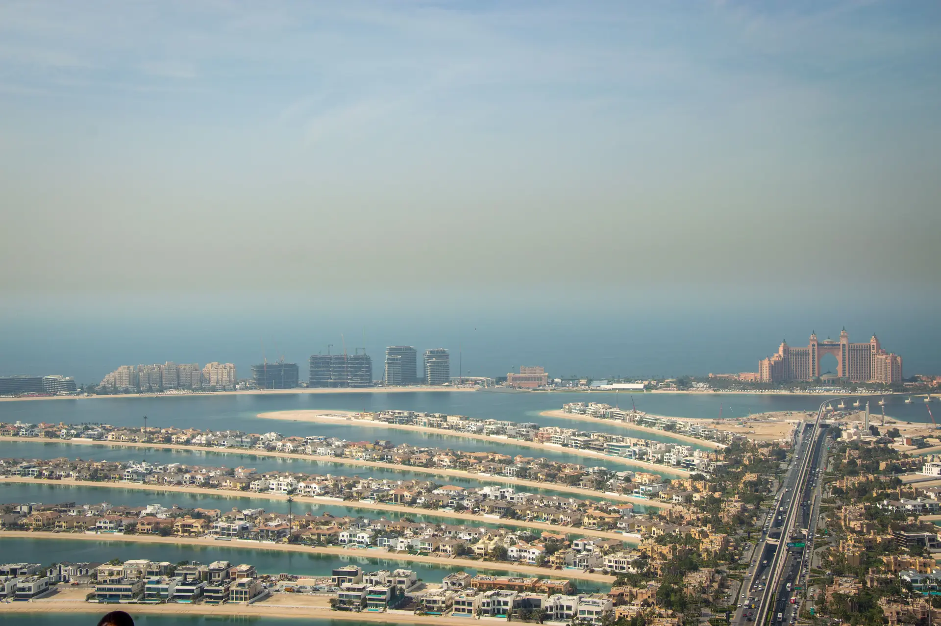 Palm Jumeirah from the air, the route the property option actually buys into