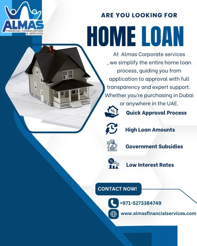 🏡 Buying Your First Home?We make it easy, stress-free, and affordable!At Almas, our experts help you secure the best home loan in the UAE — with low interest rates, flexible repayment plans, and full support from start to finish.✅ Quick Approvals✅ Transparent Process✅ Trusted by Thousands📞 Let’s turn your dream home into reality — Contact us today!🌐 www.almasfinancialservices.com | 📱 +971-527338749#HomeLoanUAE #PropertyFinance #BareqAlmas #MortgageSupport #DubaiProperty #HomeOwnership #TrustedConsultants #FinanceSupportUAE #LoanExperts #UAERealEstate